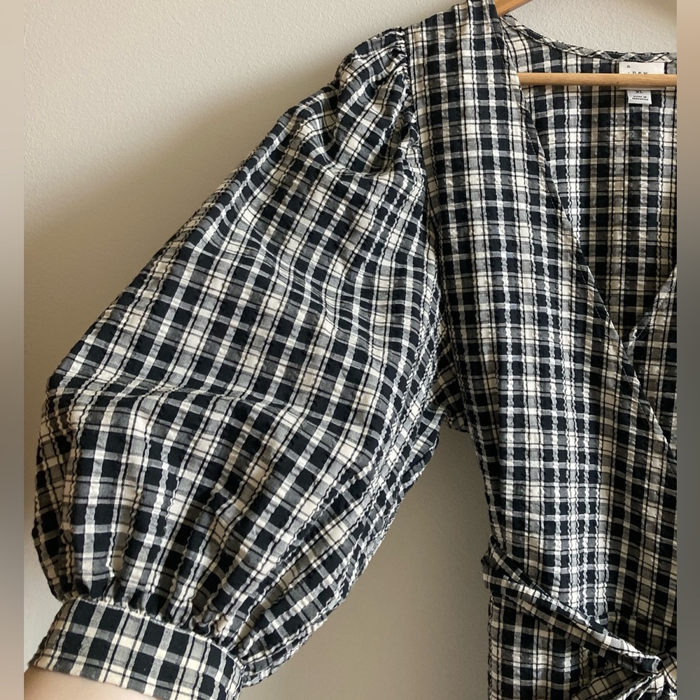 Plaid Picnic Dress - flouncy balloon half sleeve